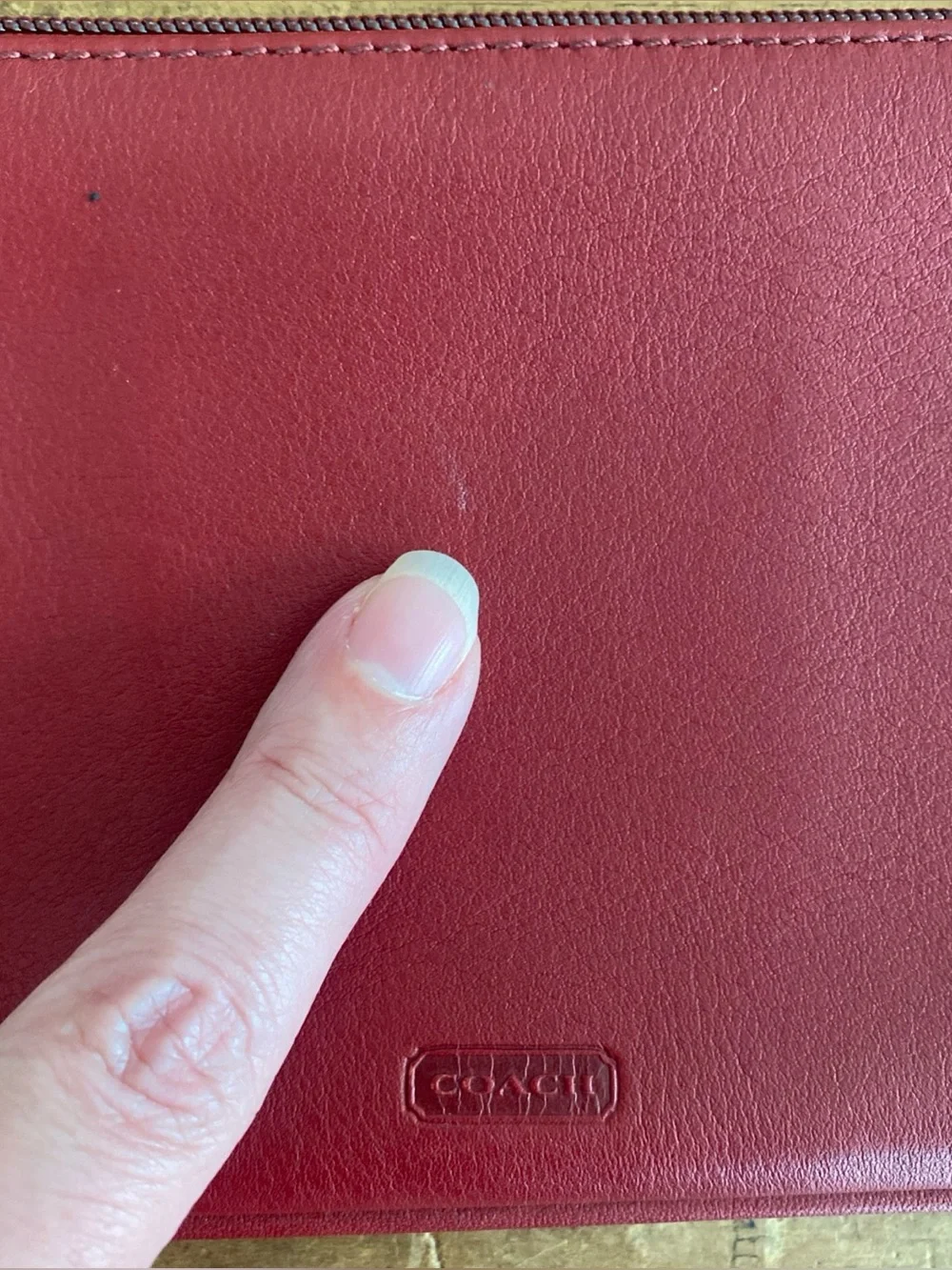 Vintage Coach Red Leather Clutch Wallet with Hangtag